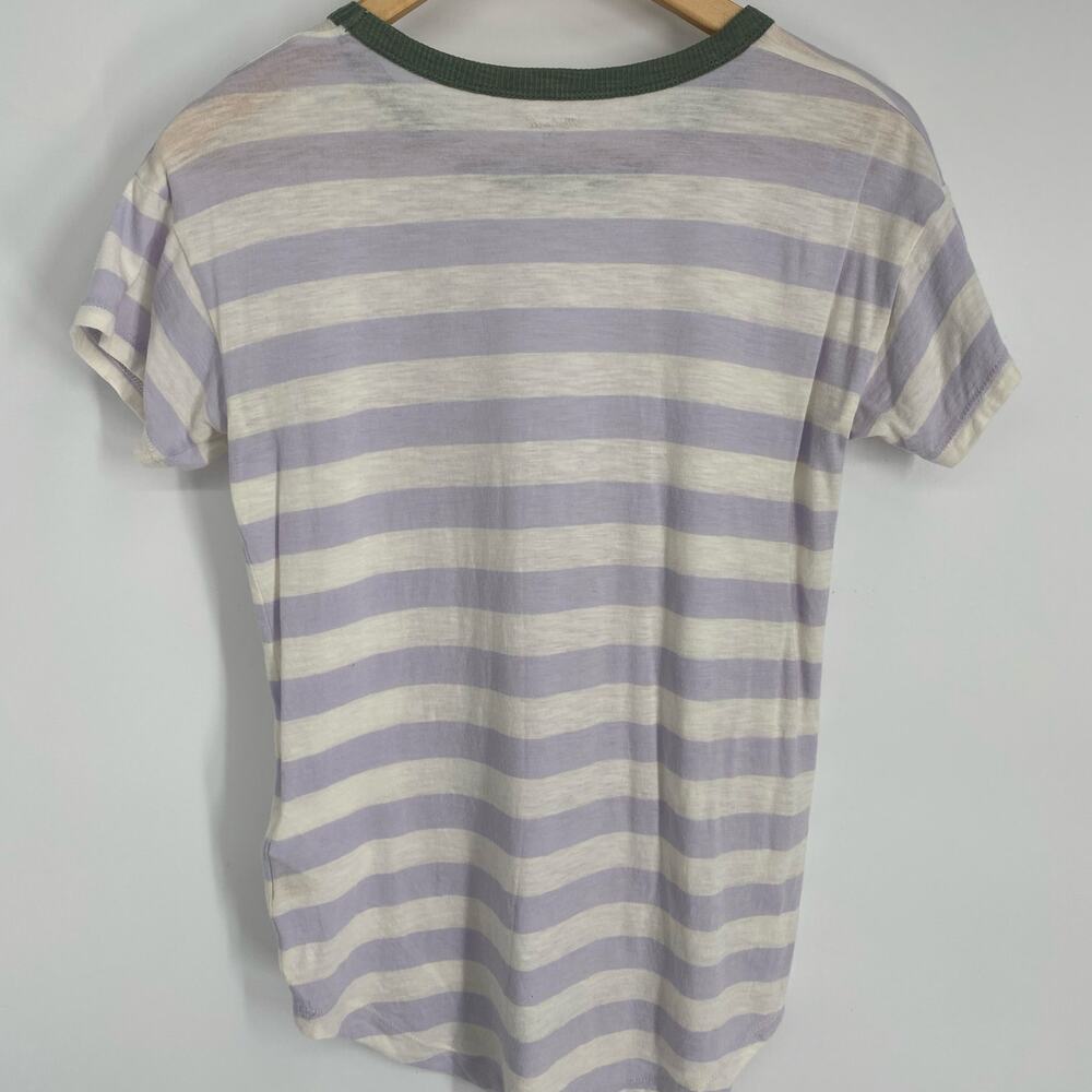 Madewell Top Women’s XS Whisper Cotton Rib-Crewneck Ringer Tee in Thurman Stripe - Picture 3 of 9